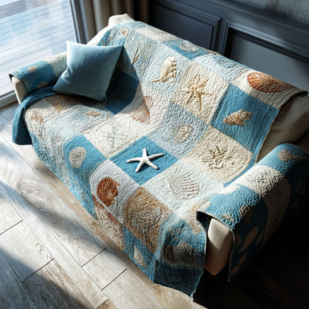 Seaside Shells Quilted Sofa Cover