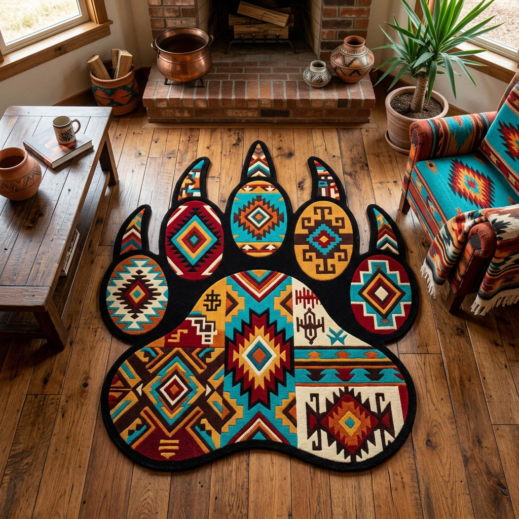 Tribal Paw Quilted Area Rug