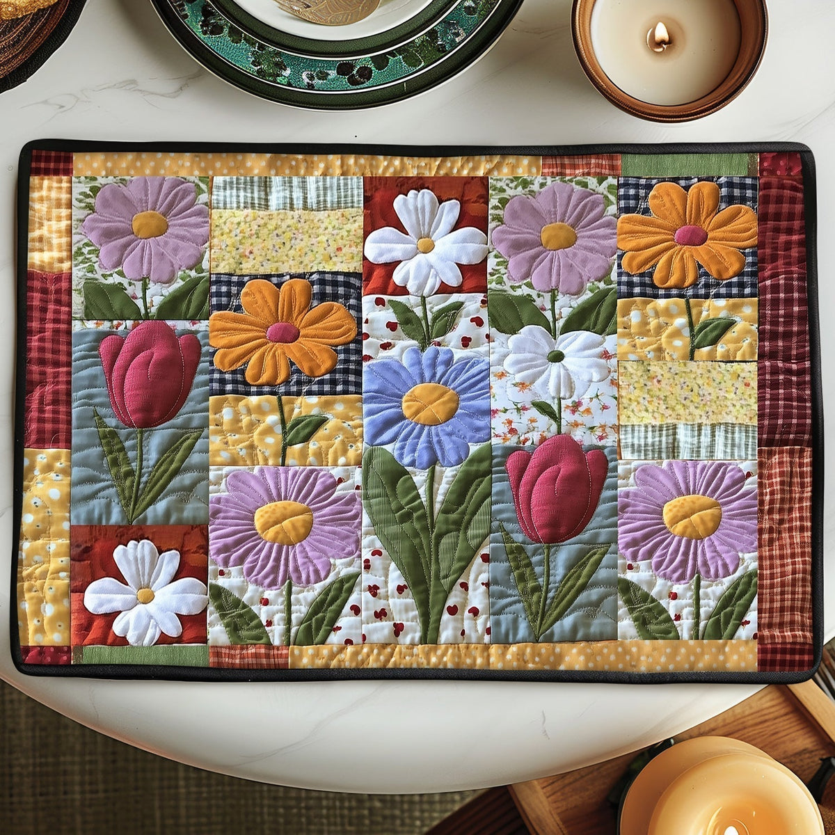 Leaf Pattern Quilted Placemats