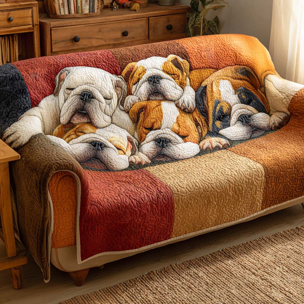 Bulldog Companion Quilted Sofa Cover