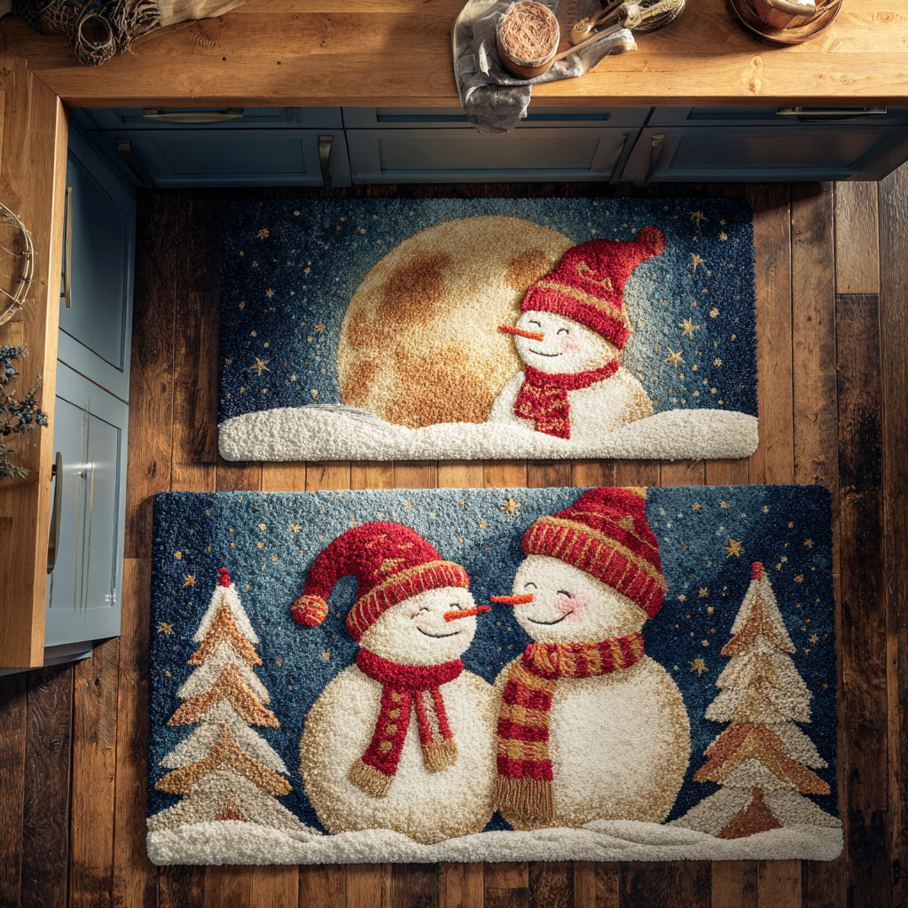 Snow Day Quilted Kitchen Mat Set