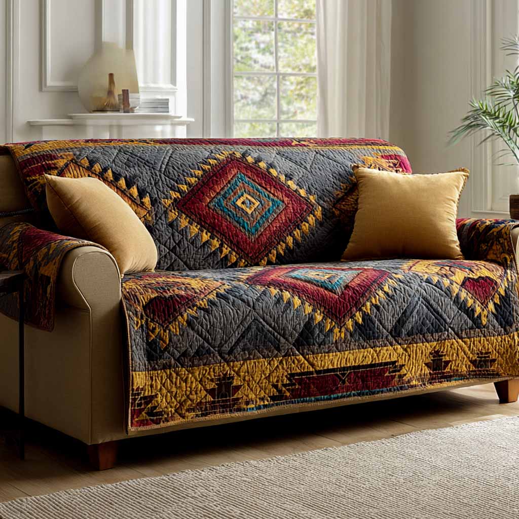 Classic Check Pattern Quilted Sofa Cover