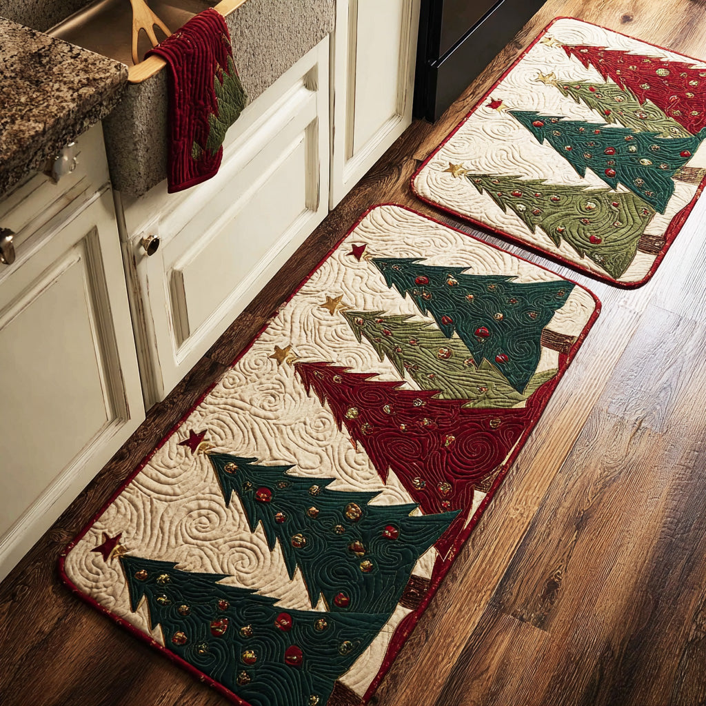 Radiant Tree Path Quilted Kitchen Mat Set