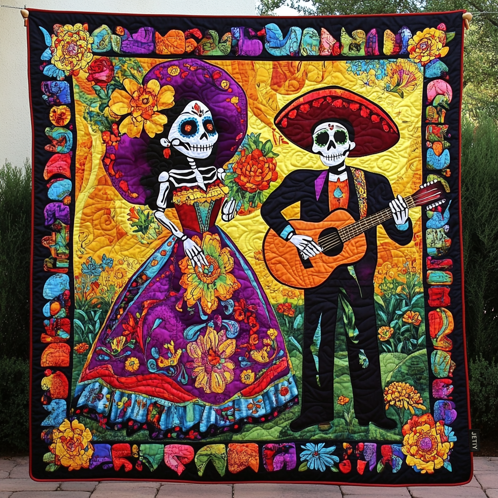 Day of the Dead Quilted Blanket