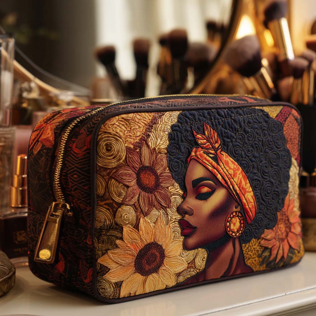 Floral Headwrap Portrait Quilted Toiletry Bag