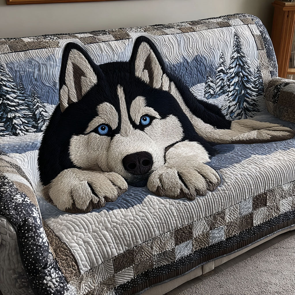 Huskies in the Snow Quilted Sofa Cover