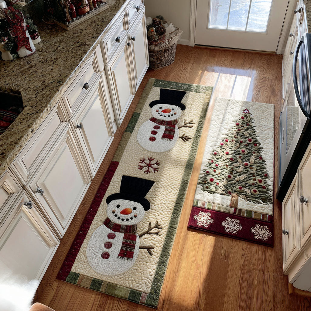 Winter Chalet Quilted Kitchen Mat Set
