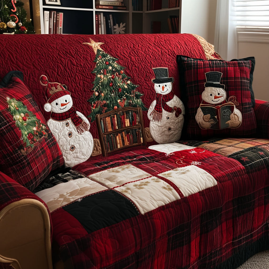 Snowy Friends Quilted Sofa Cover