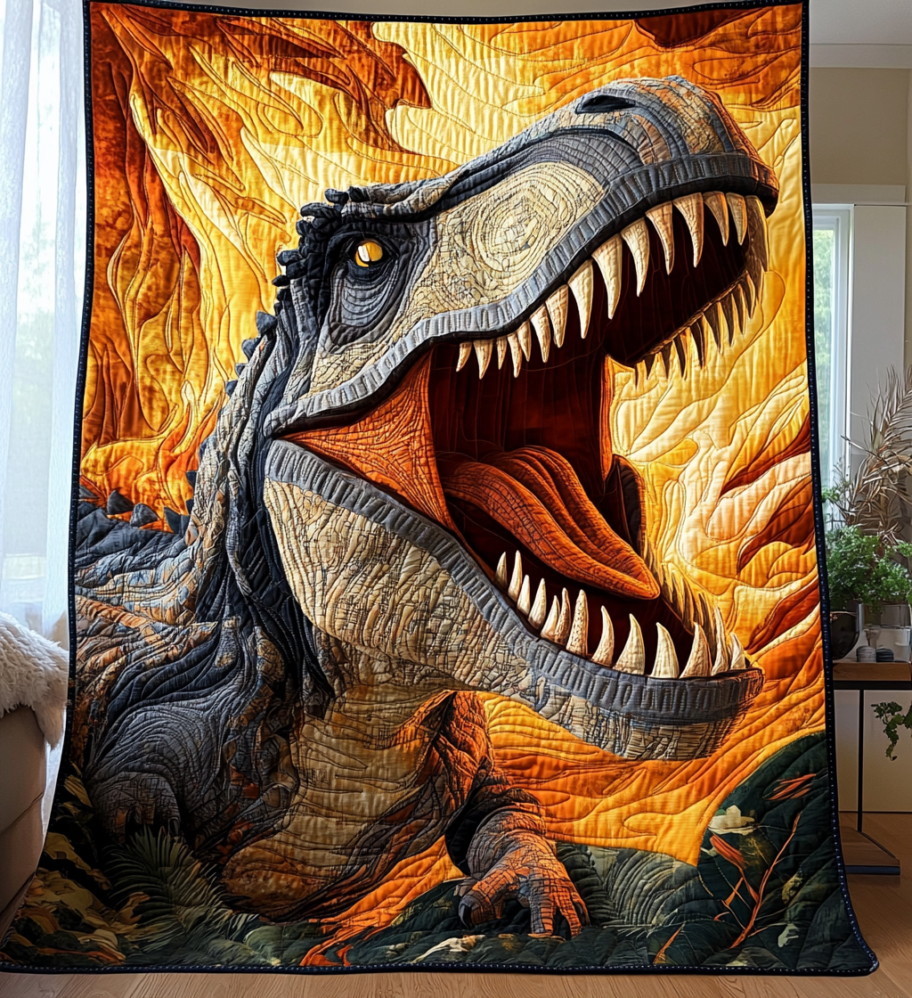 Roaring Dinosaur Quilted Wall Art