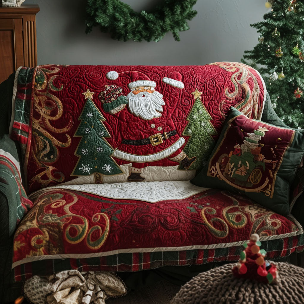 Santa's Night Quilted Sofa Cover