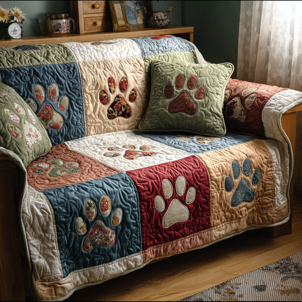 Classic Paw Patchwork Quilted Sofa Cover