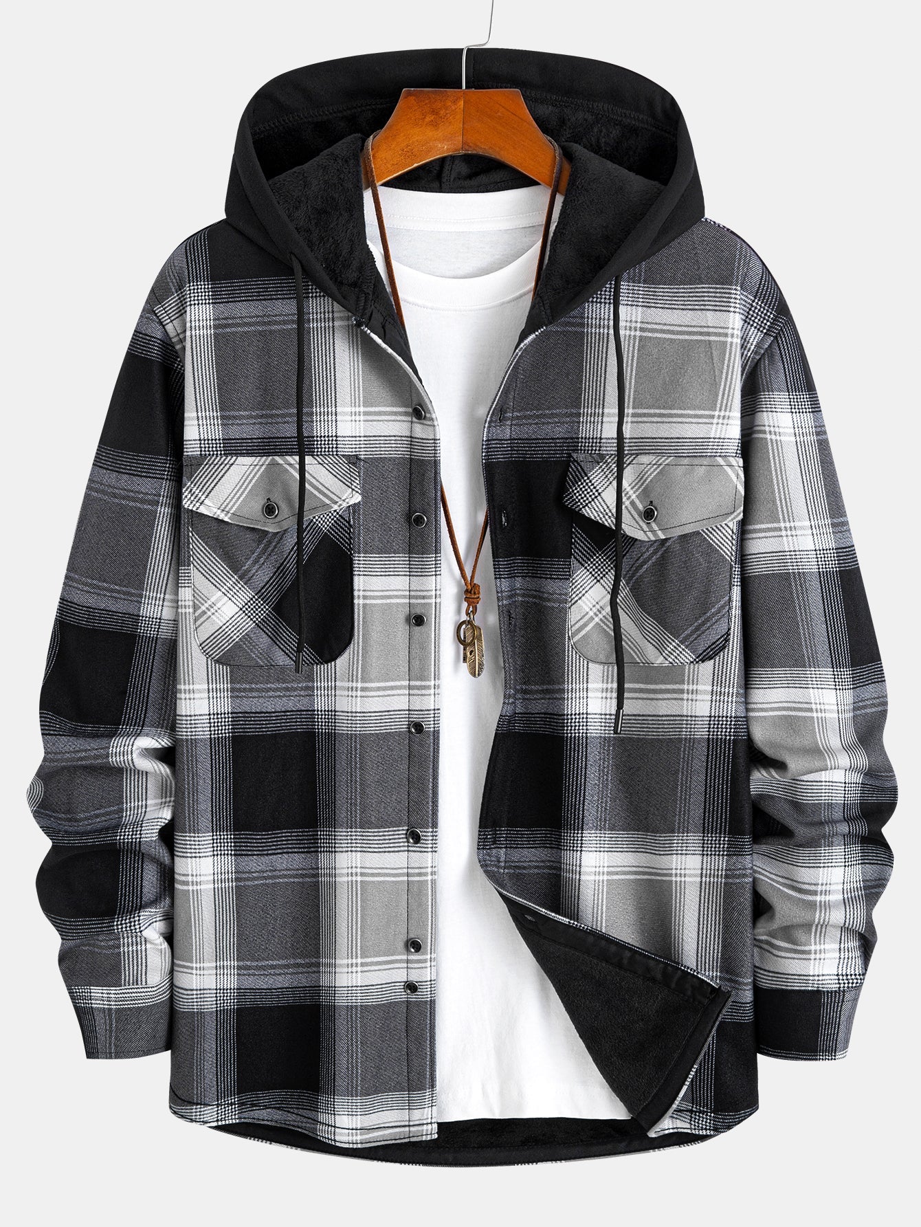 Hooded Shirt with Fleece Lining