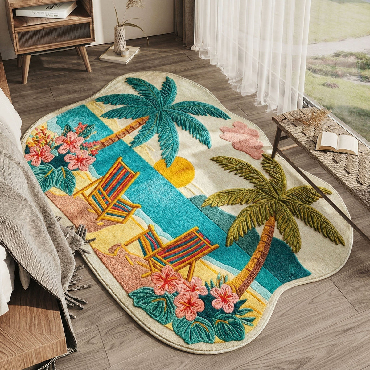 Palm Leaf Quilted Area Rug