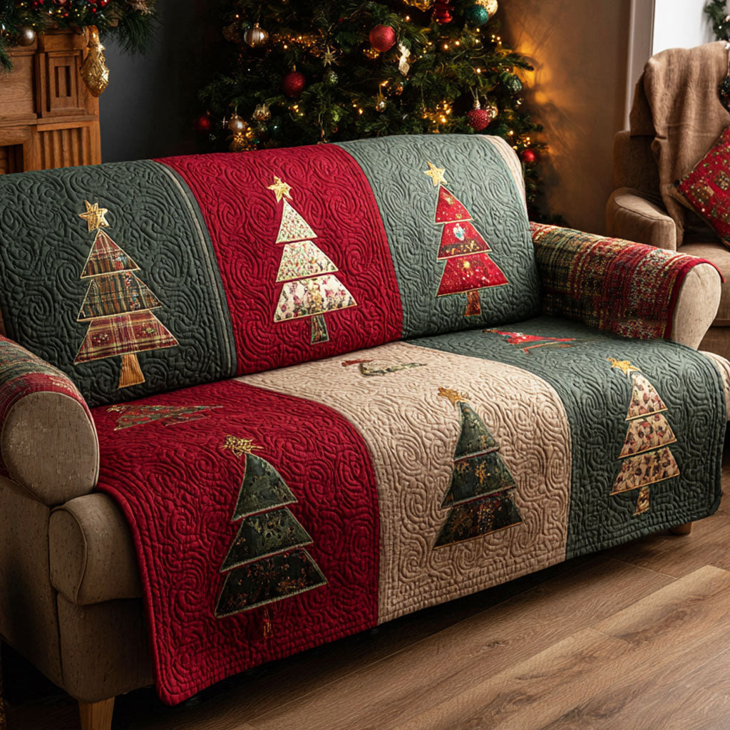 Christmas Pines Quilted Sofa Cover