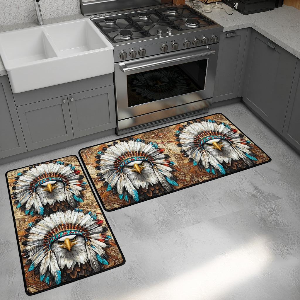 Natural Feathers Quilted Kitchen Mat Set