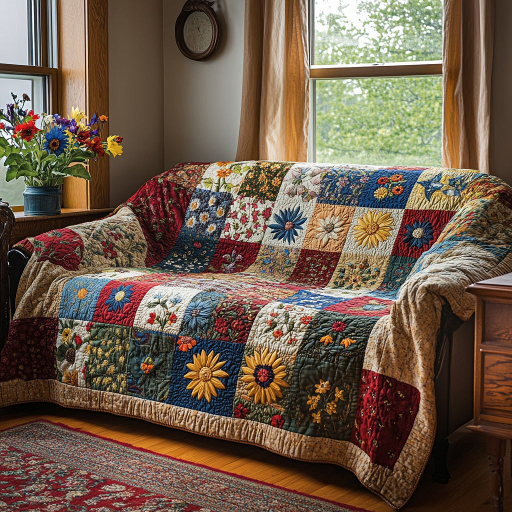 Sunlit Garden Quilted Sofa Cover