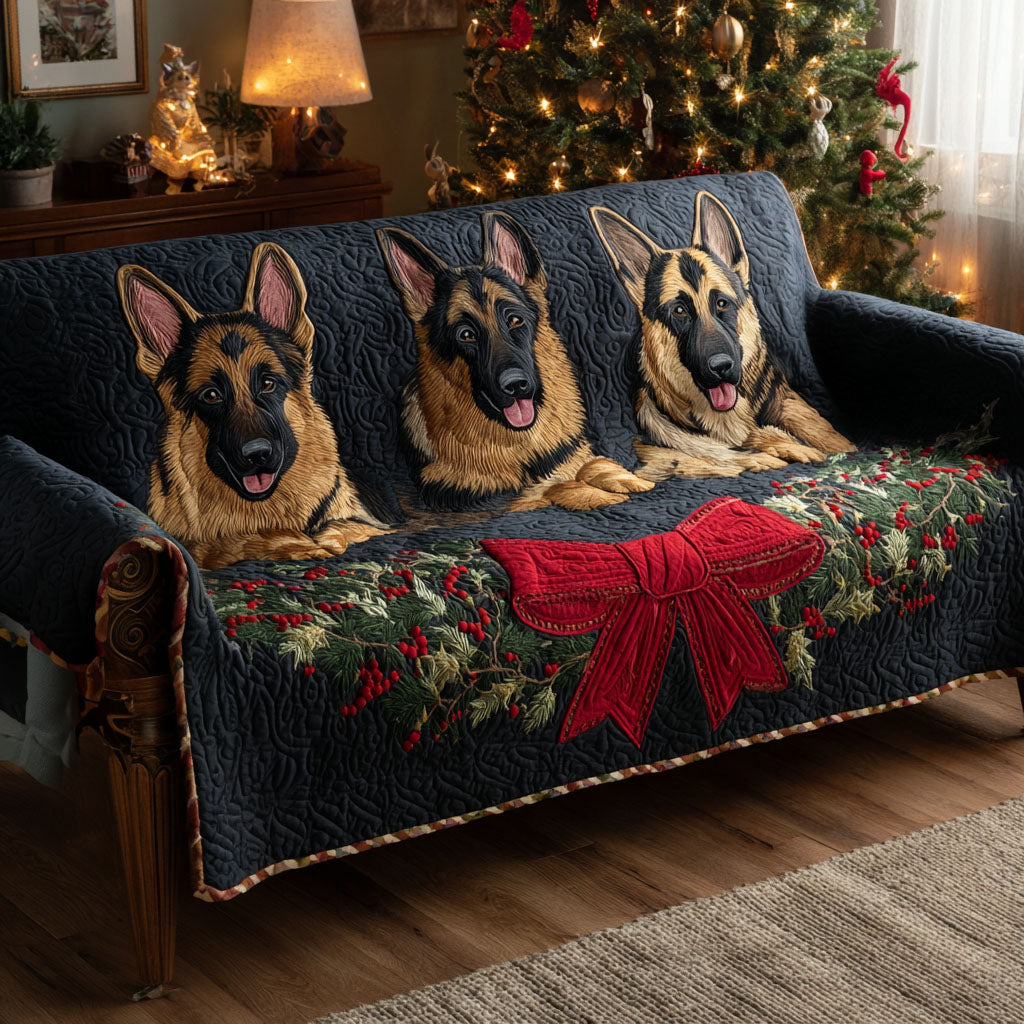 Winter German Shepherd Quilted Sofa Cover