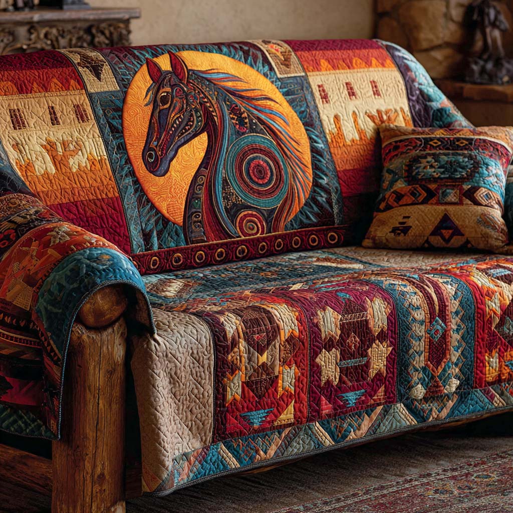 Canyon Horse Quilted Sofa Cover