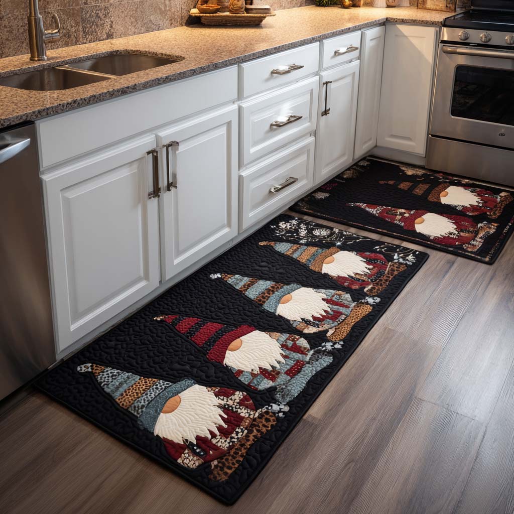 Christmas Carols Quilted Kitchen Mat Set