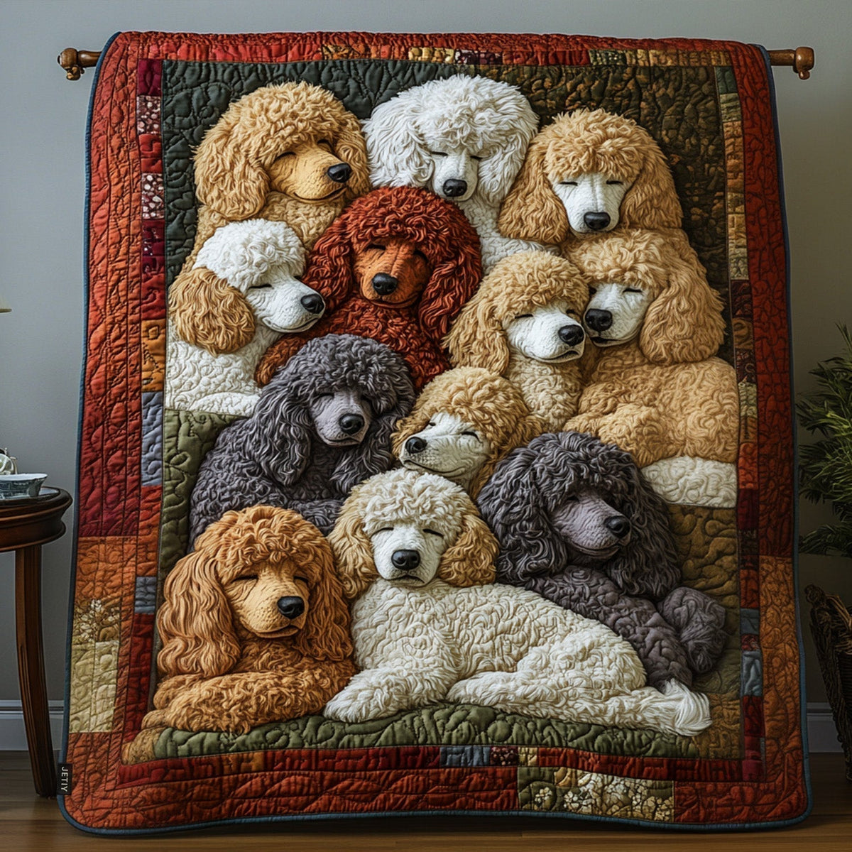 Chic Poodles Quilted Blanket