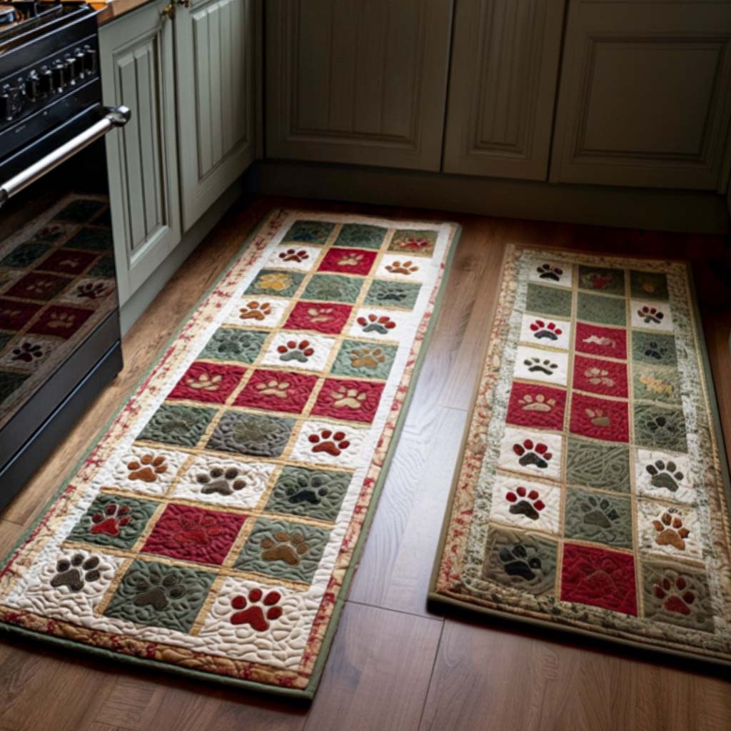 Christmas Classic Quilted Kitchen Mat Set