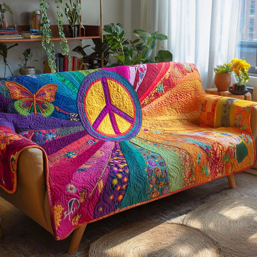 Rainbow Garden Quilted Sofa Cover