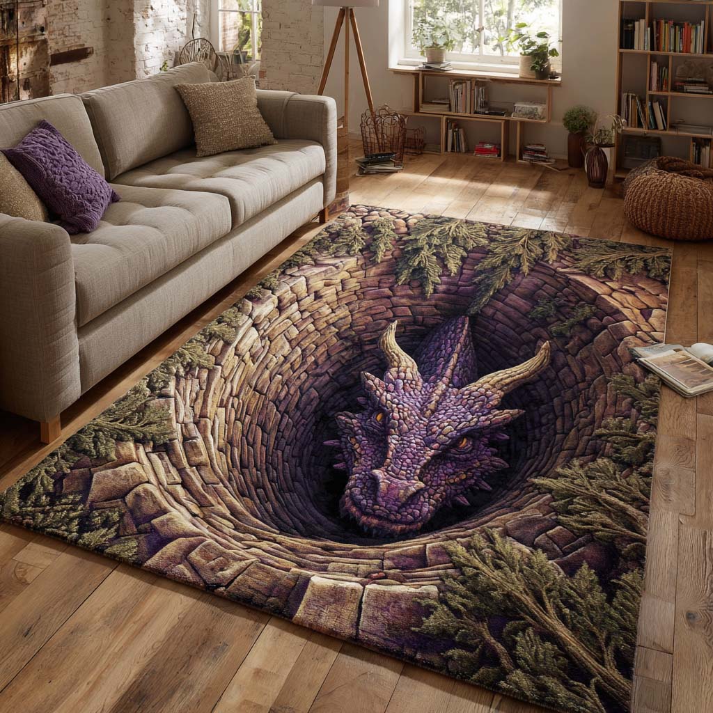 Hollow Tree Dragon Quilted Area Rug