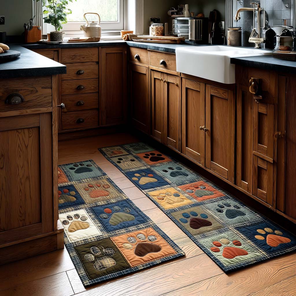 Little Autumn Paws Quilted Kitchen Mat Set