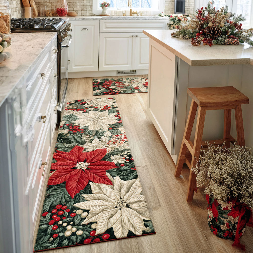 Carmine Plaid Quilted Kitchen Mat Set