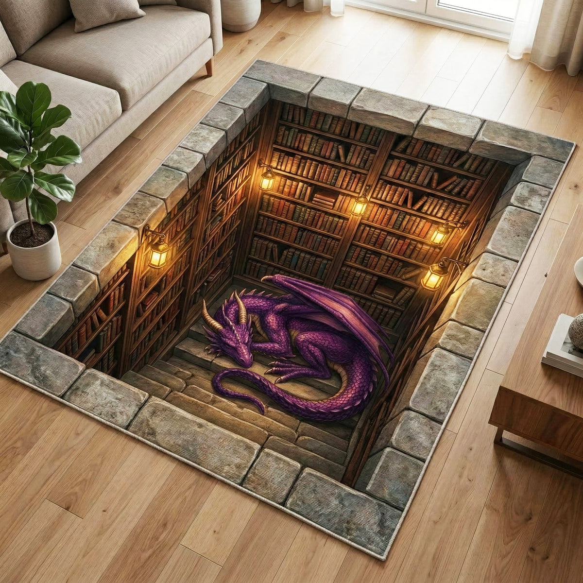 Amethyst Dragon Quilted Area Rug