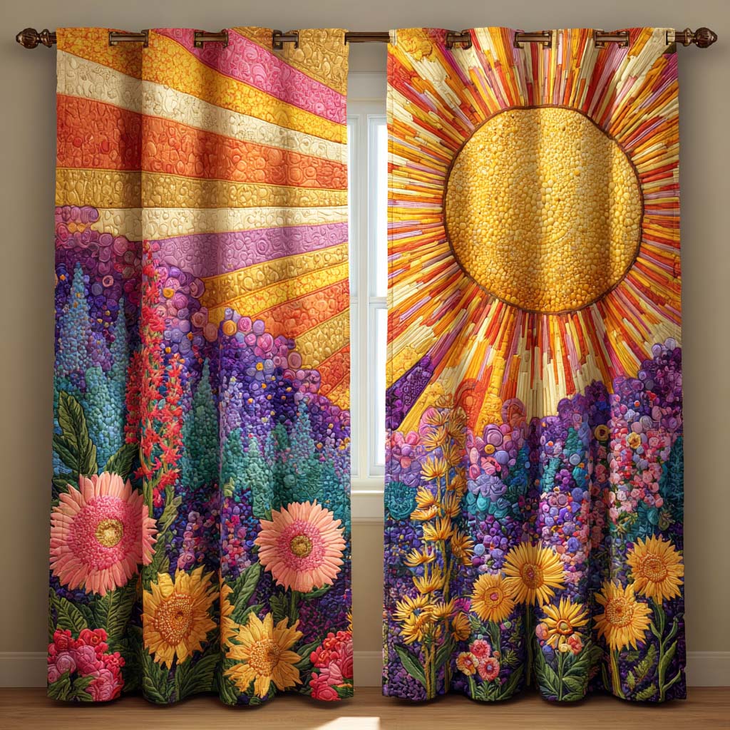 Sunrise Lavender Quilted Curtains