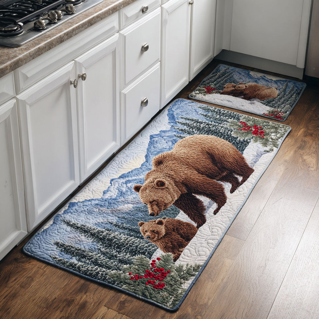 Golden Bear Quilted Kitchen Mat Set