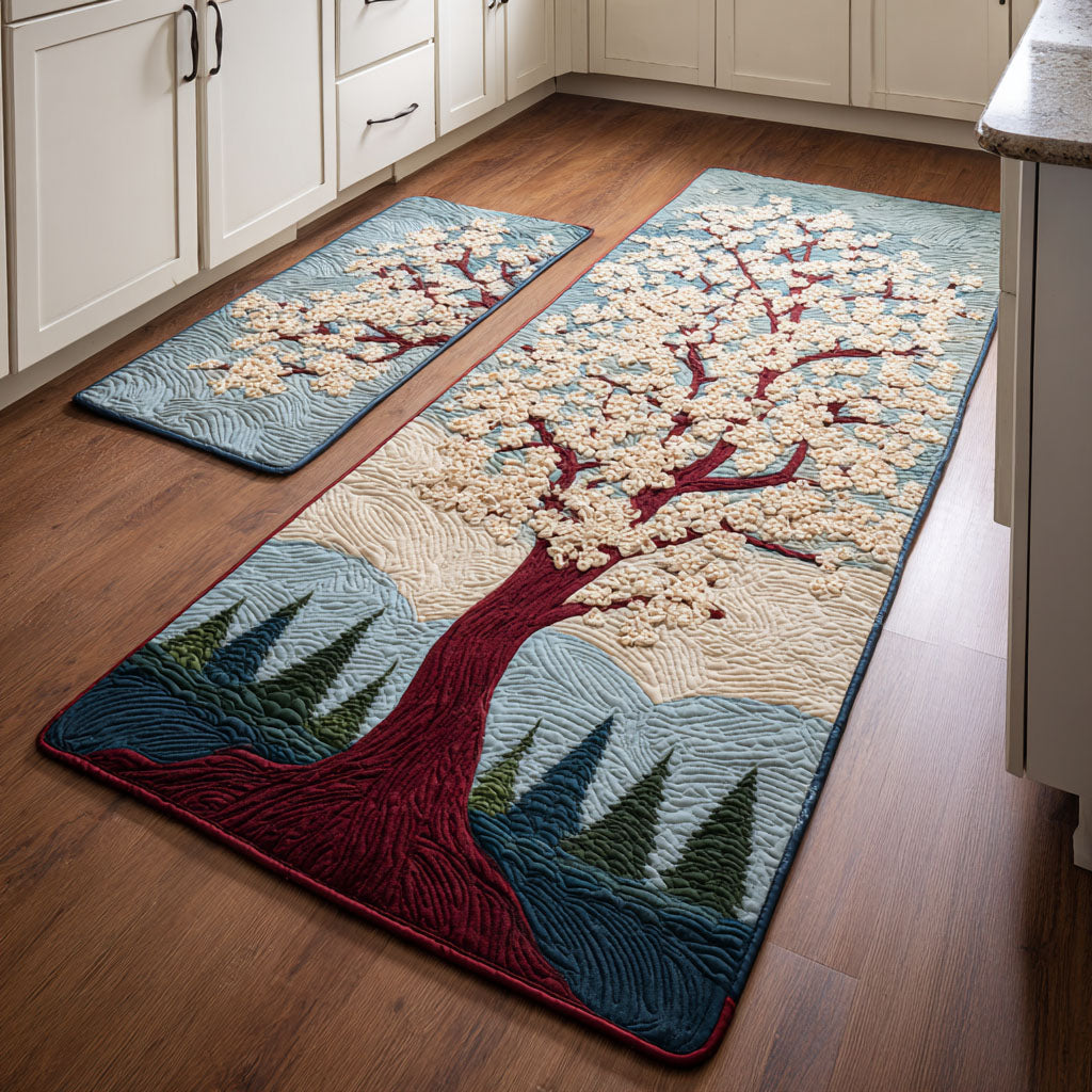 Deep Forest Quilted Kitchen Mat Set