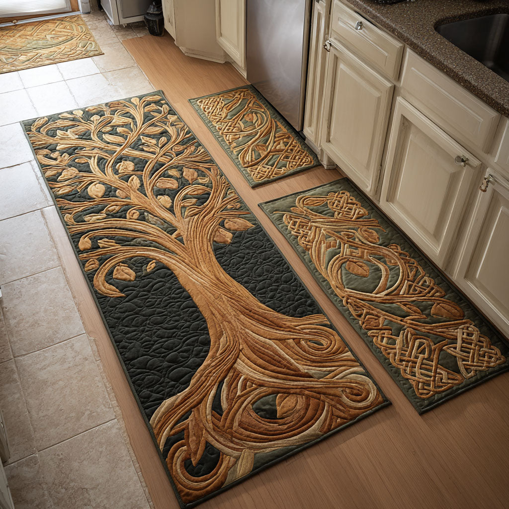 Carrots in Warm Light Quilted Kitchen Mat Set