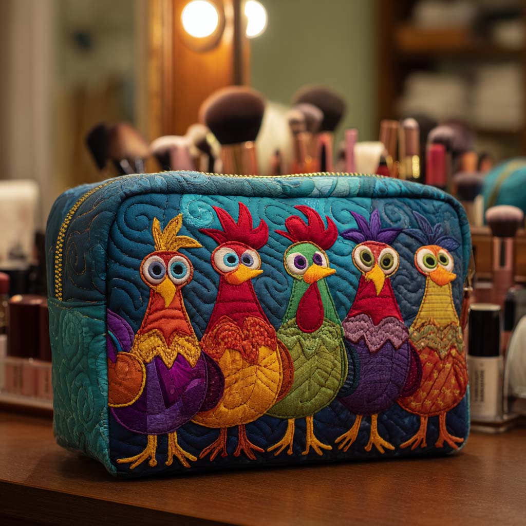 Chicken Hearts Quilted Toiletry Bag