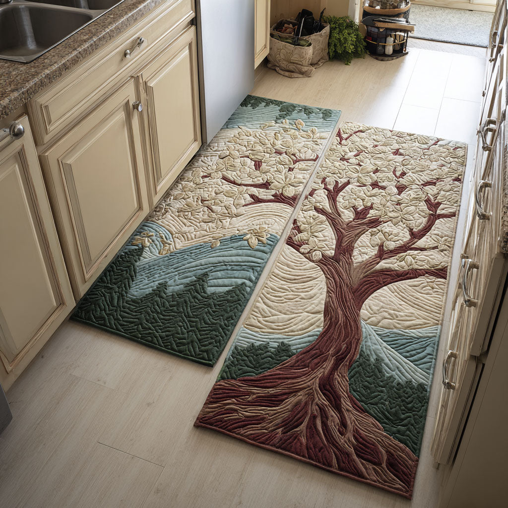 Blossom Hills Quilted Kitchen Mat Set