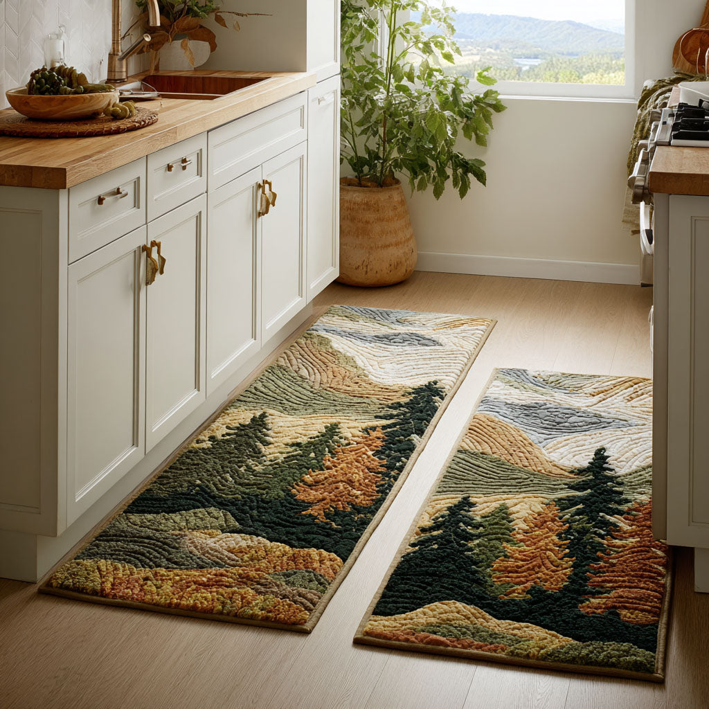 Calm Peaks Quilted Kitchen Mat Set