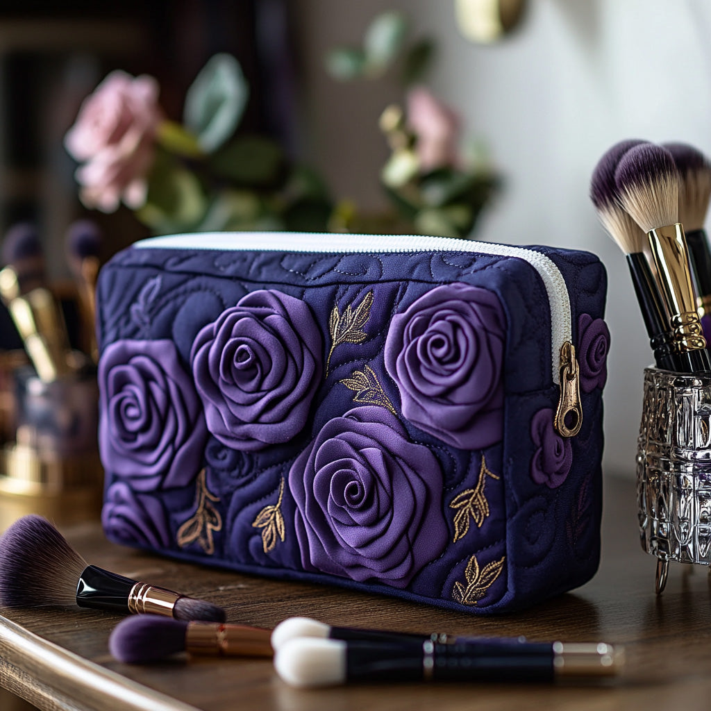 Amethyst Flower Quilted Toiletry Bag