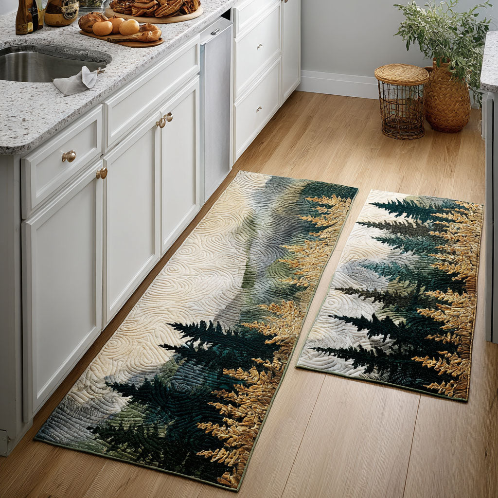 Forest Valley Quilted Kitchen Mat Set