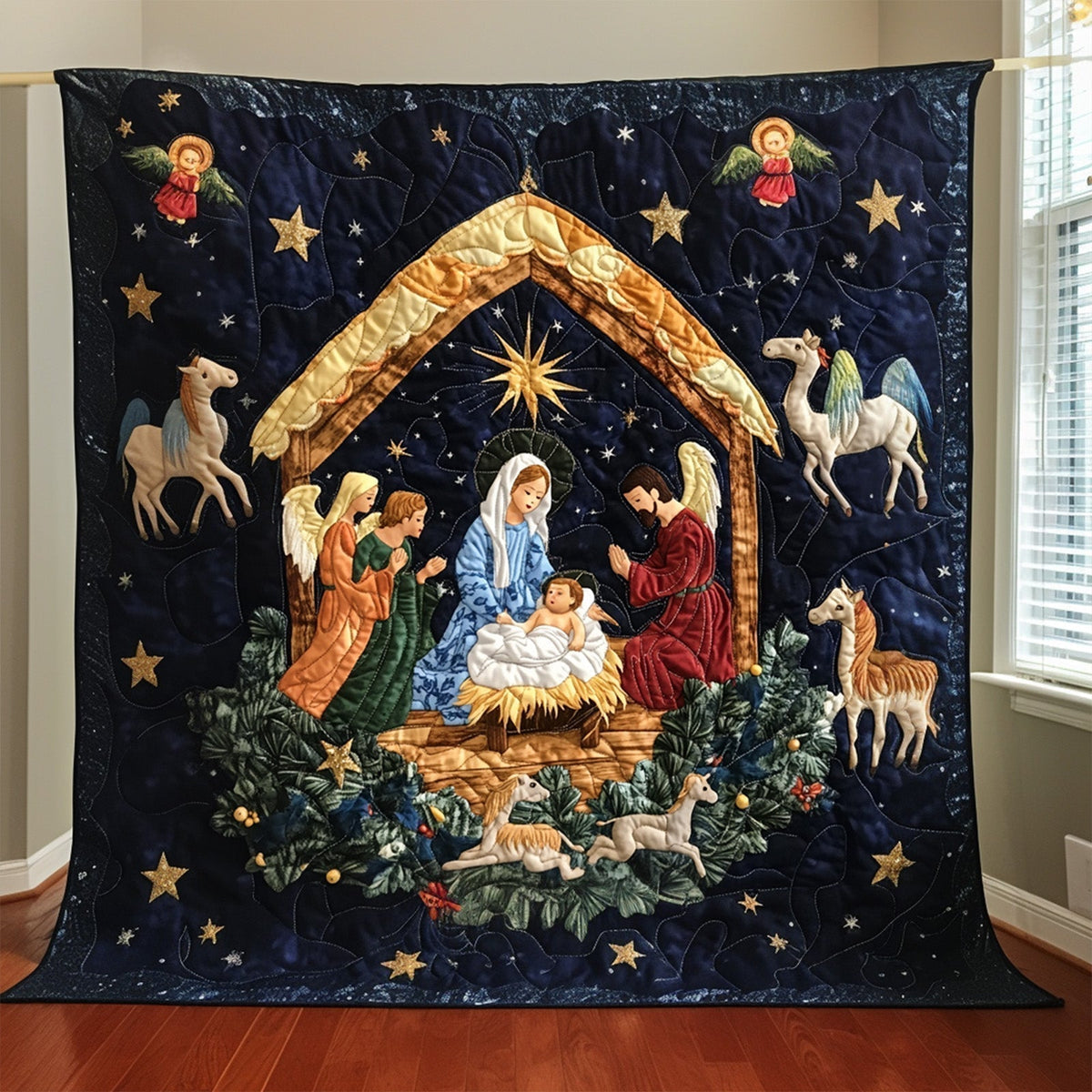 Nativity Stars Quilted Wall Art