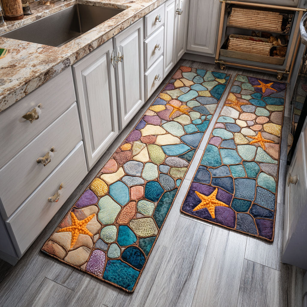 Ocean View Quilted Kitchen Mat Set