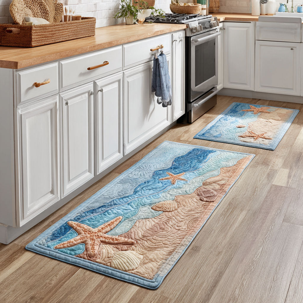 Calming Sea Quilted Kitchen Mat Set