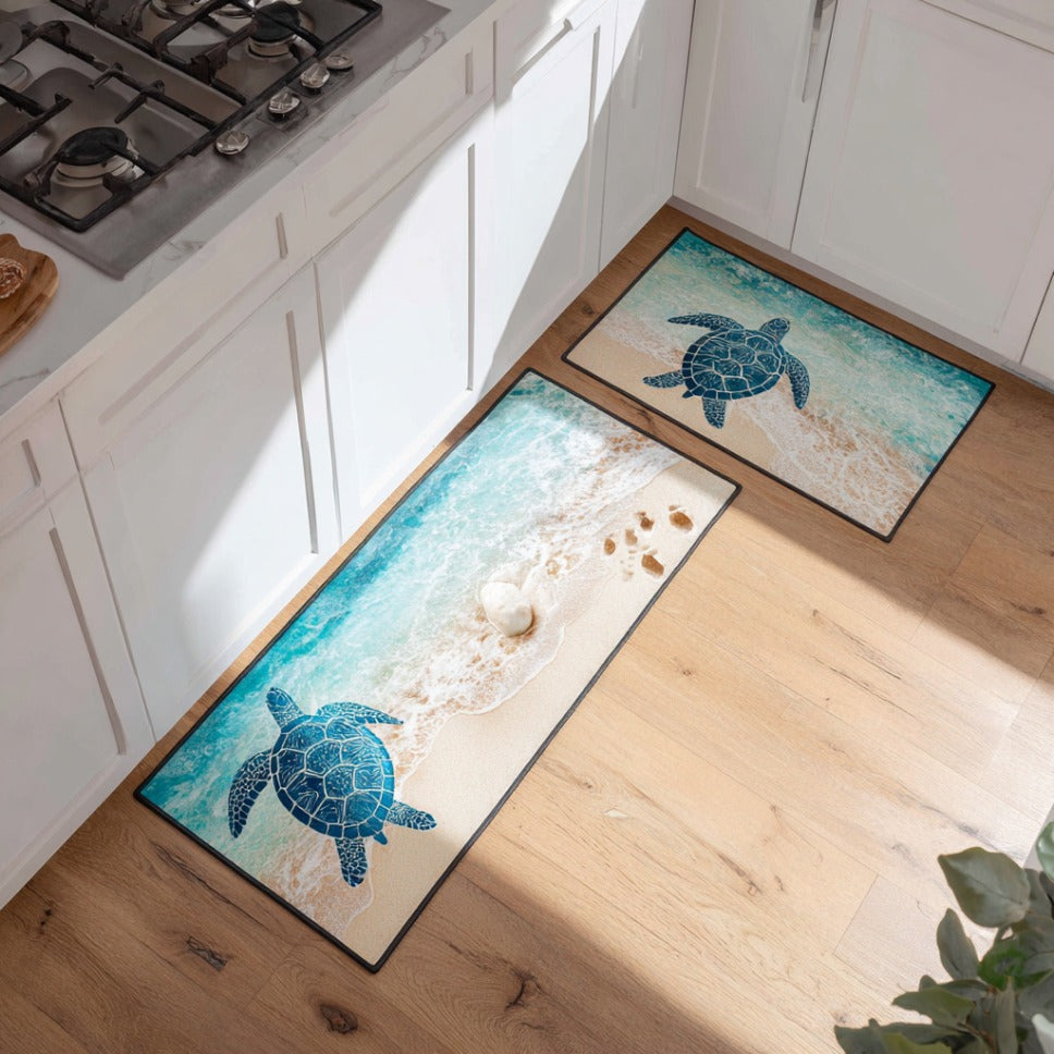 Sea Harmony Quilted Kitchen Mat Set
