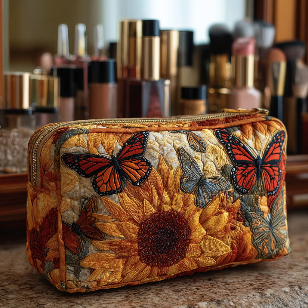Blue Quilt Pattern Quilted Toiletry Bag