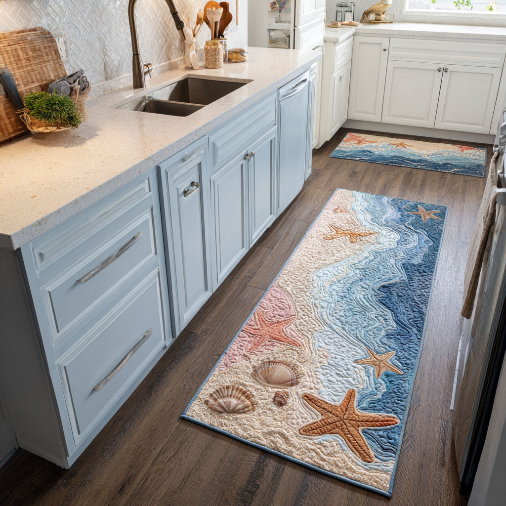 Shells and Surf Quilted Kitchen Mat Set