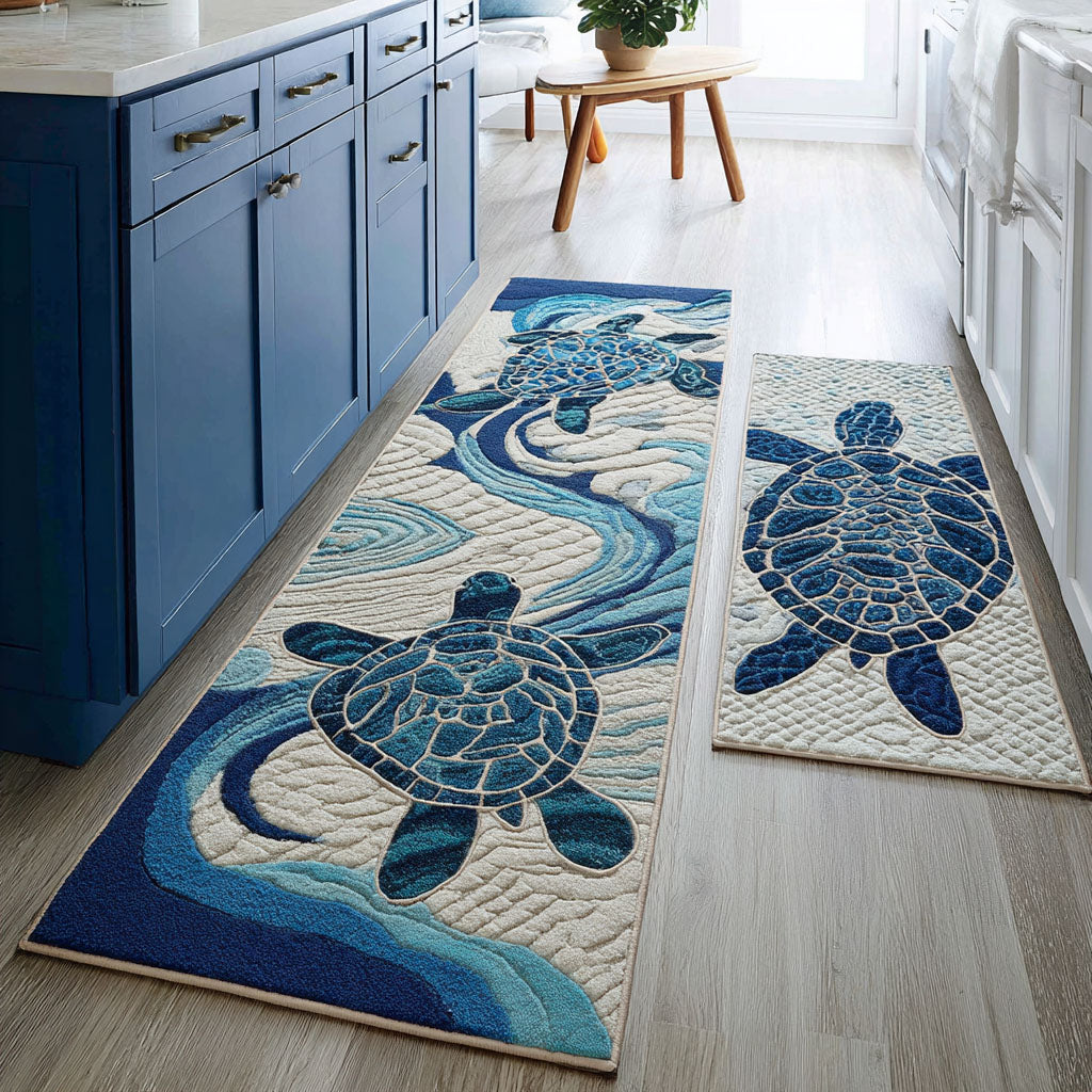 Bluewater Turtles Quilted Kitchen Mat Set