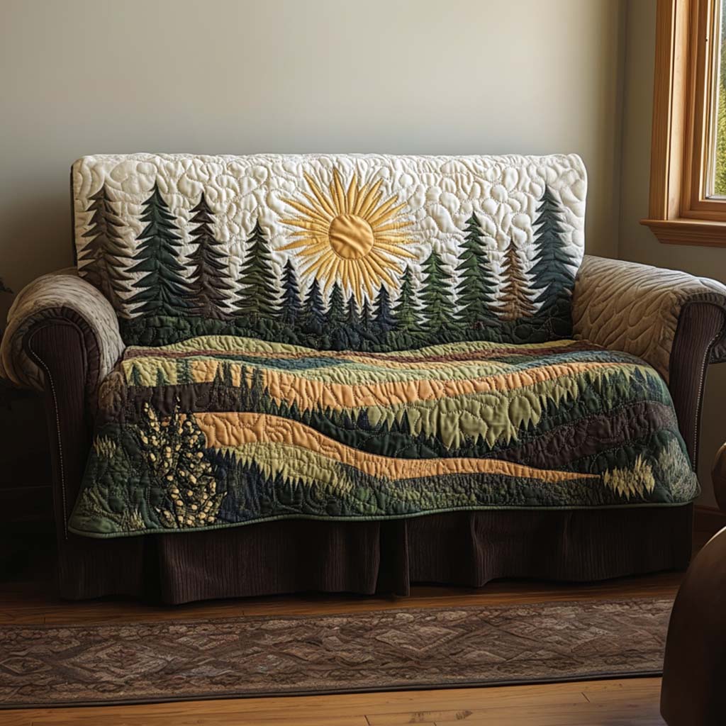 Forest Dawn Quilted Sofa Cover