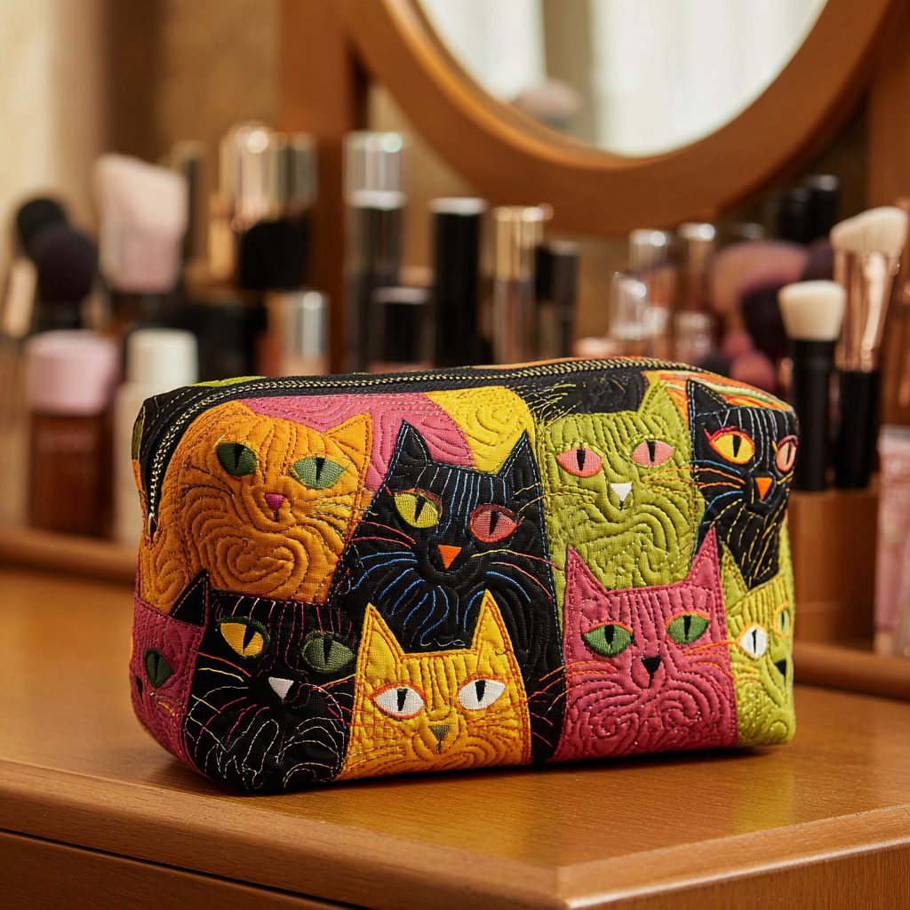 Garden Cat Quilted Toiletry Bag