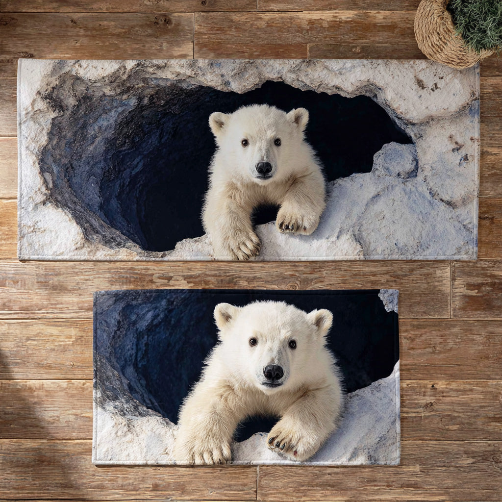 Peekaboo Polar Cubs Quilted Kitchen Mat Set