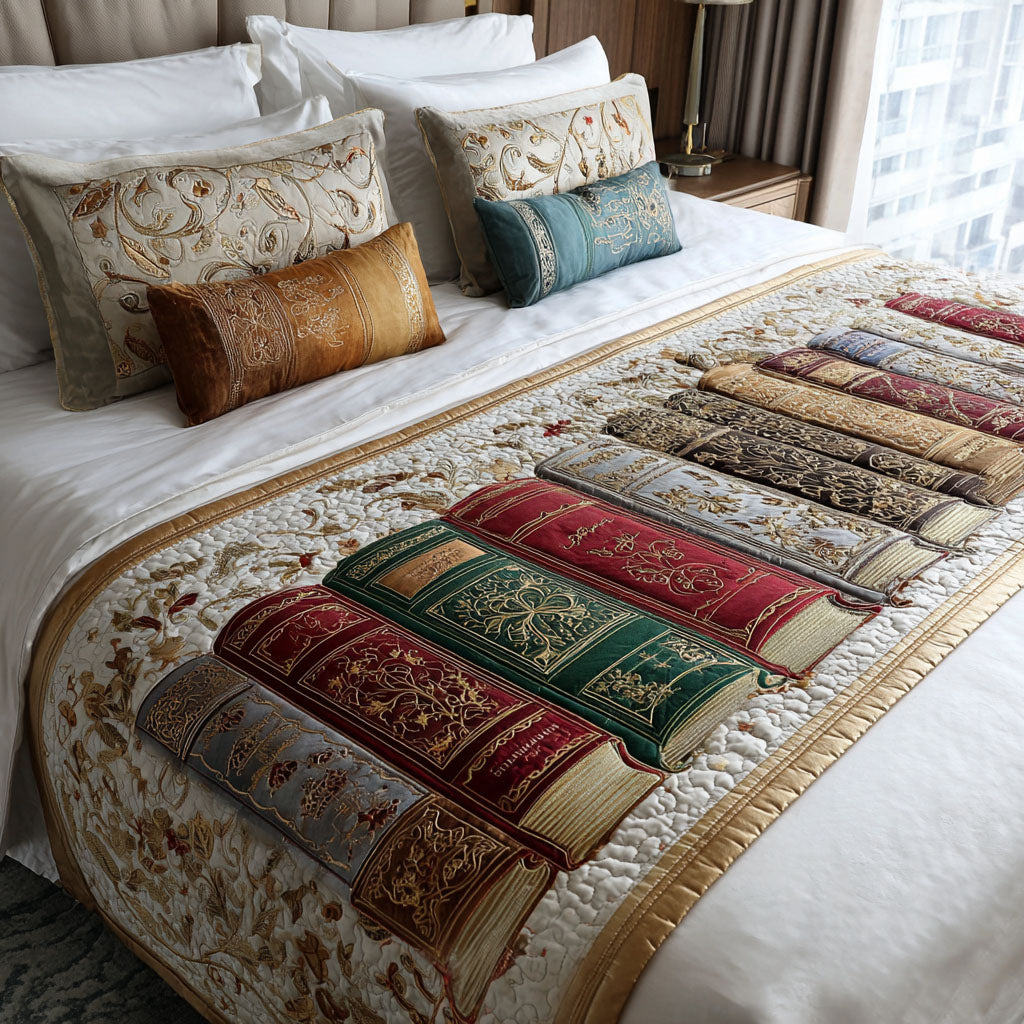 Ornate Library Quilted Bed Runner
